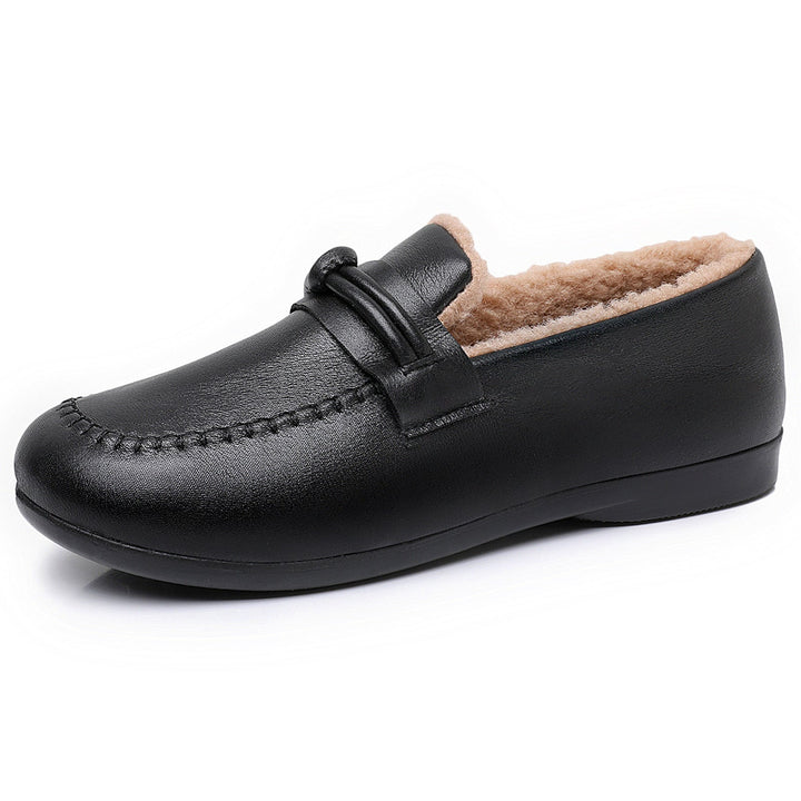Zachte thermische dames loafers, comfortabele platte schoenen; ideaal voor elegantie en warmte in de winter.
