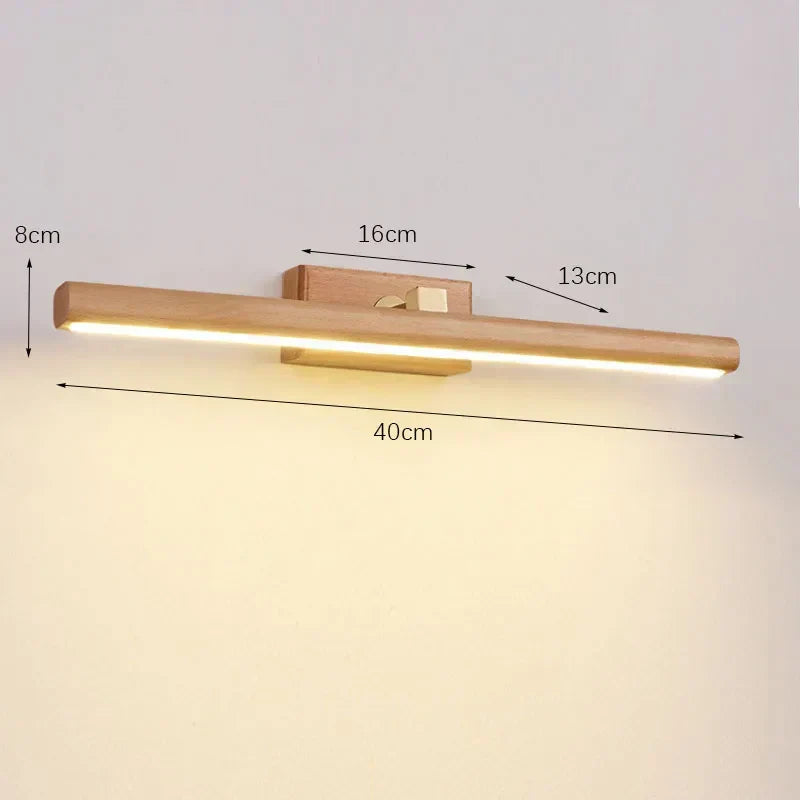"Elegante wandlamp van zwarte walnoot met LED-verlichting, strakke afwerking, natuurlijke patronen, voor sfeervol interieur."