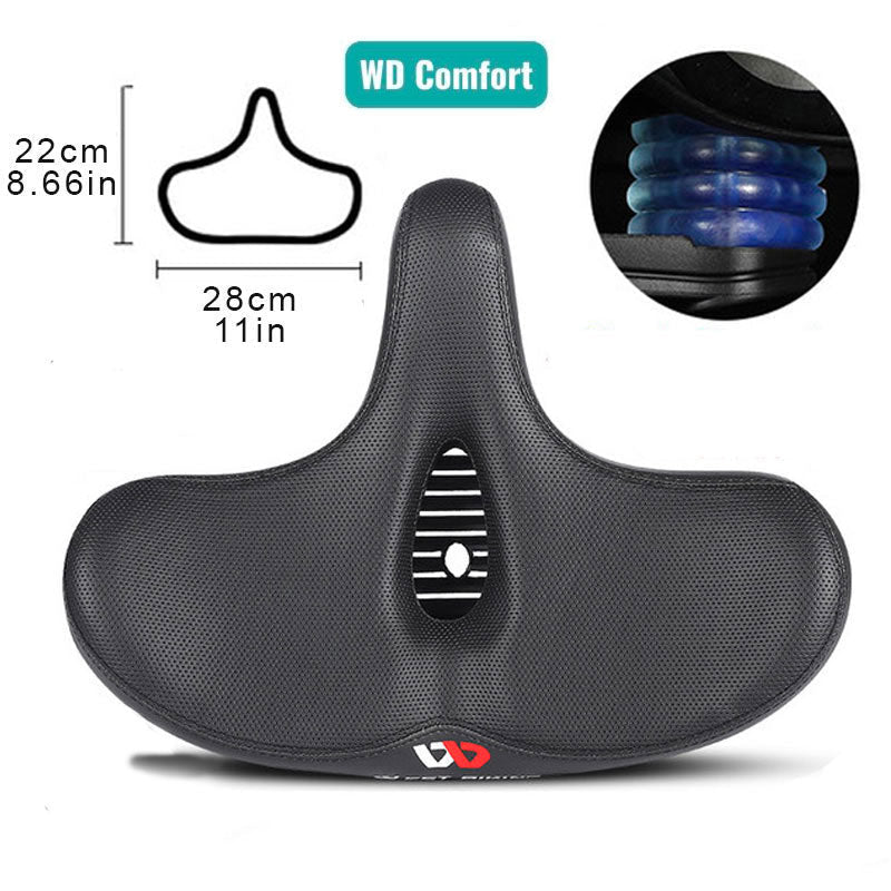 Ergonomisch en ademend fietszadel, extra breed, biedt ultiem comfort en stijlvolle ondersteuning tijdens fietsen.