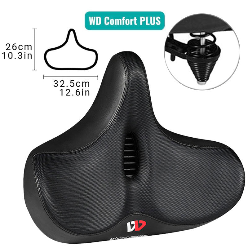 Ergonomisch en ademend fietszadel, extra breed, biedt ultiem comfort en stijlvolle ondersteuning tijdens fietsen.