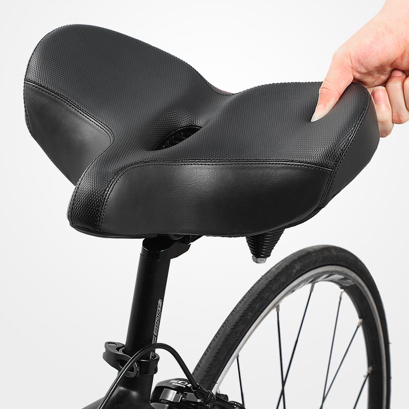 Ergonomisch en ademend fietszadel, extra breed, biedt ultiem comfort en stijlvolle ondersteuning tijdens fietsen.