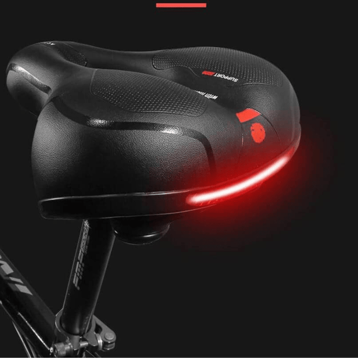 "Ergonomisch SoftRide fietszadel voor comfort, zwart kunstleer, verlicht rug- en zitbeenklachten, geschikt voor lange ritten.