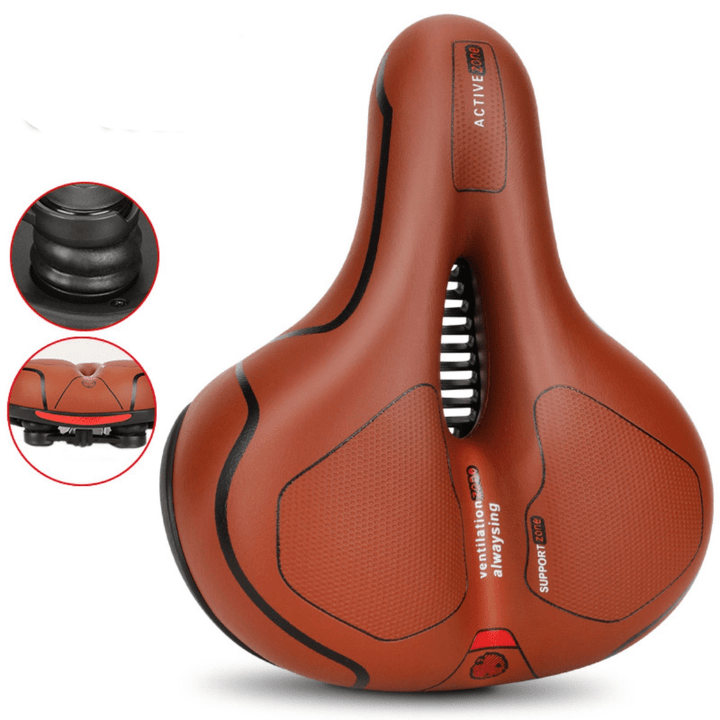 "Ergonomisch SoftRide fietszadel voor comfort, zwart kunstleer, verlicht rug- en zitbeenklachten, geschikt voor lange ritten.