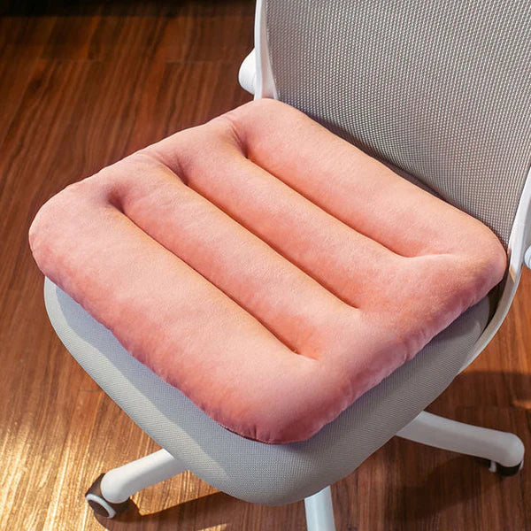 Ergonomisch zitkussen, grijs, met drukverlagend schuim, zachte bekleding en antislip onderkant voor ultiem zitcomfort.