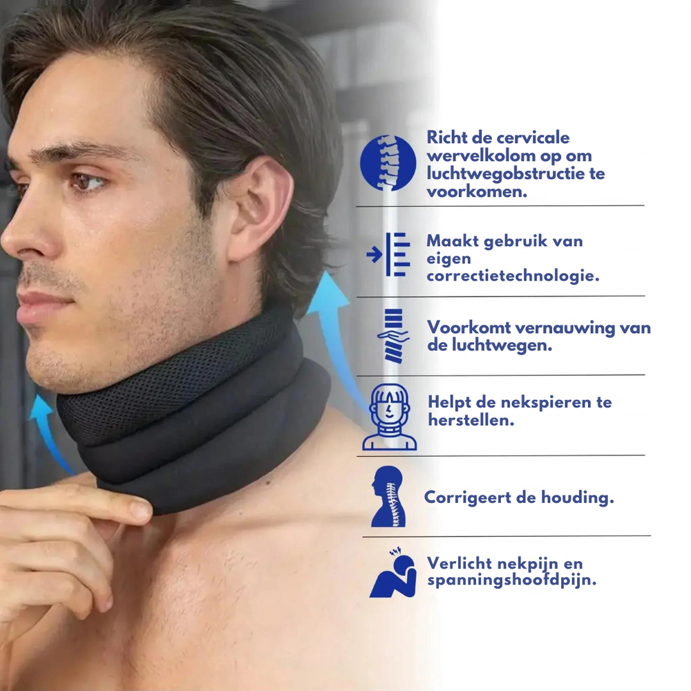 "Ergonomische neksteun tegen snurken, gemaakt van zacht materiaal voor optimaal comfort en verbeterde slaapkwaliteit."