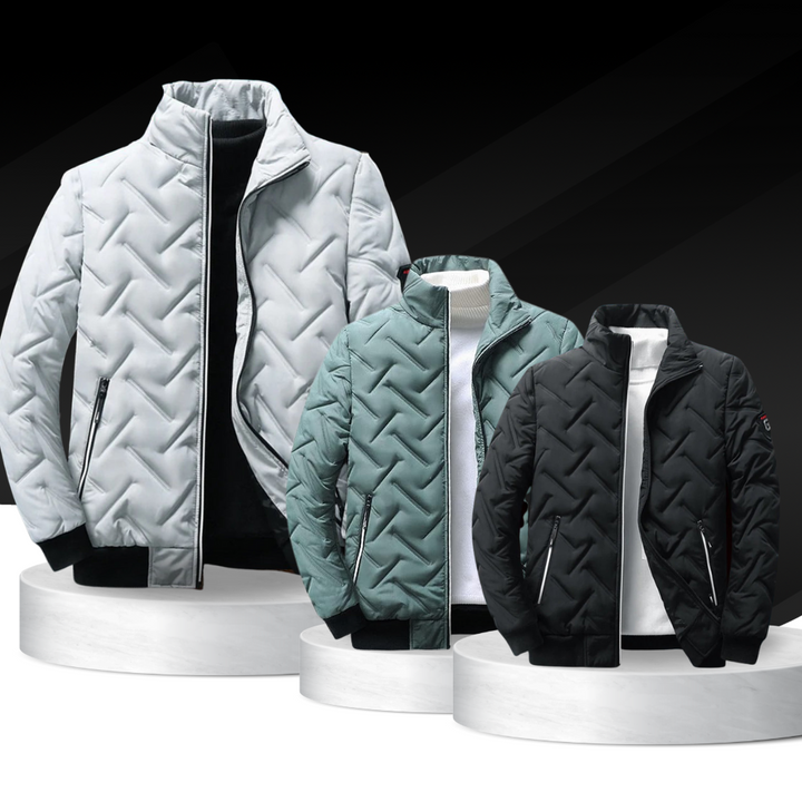 Zwart casual heren gewatteerd jack, veelzijdige bovenkleding voor lente, herfst en winter.