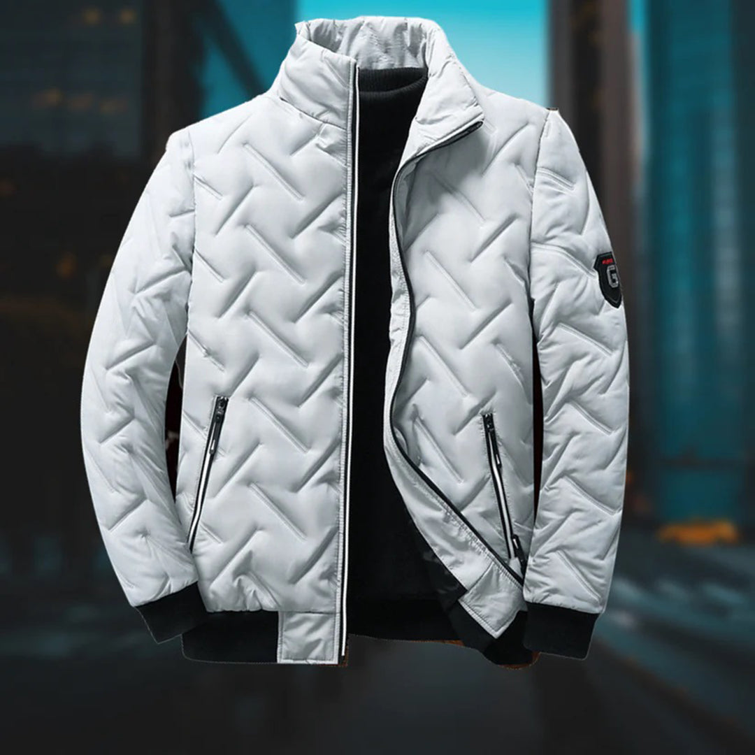 Modieus groen heren gewatteerd bomberjack; perfecte bovenkleding voor winter en herfst.