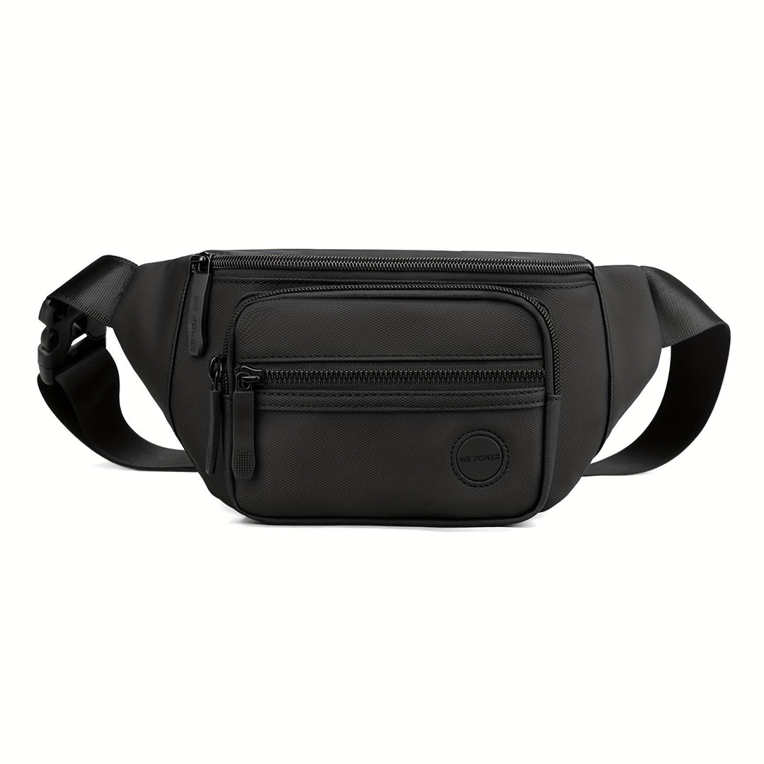 Waterafstotende zwarte nylon heren heuptas voor actieve mannen; ideaal als sporttas, fietstas of compacte reistas.