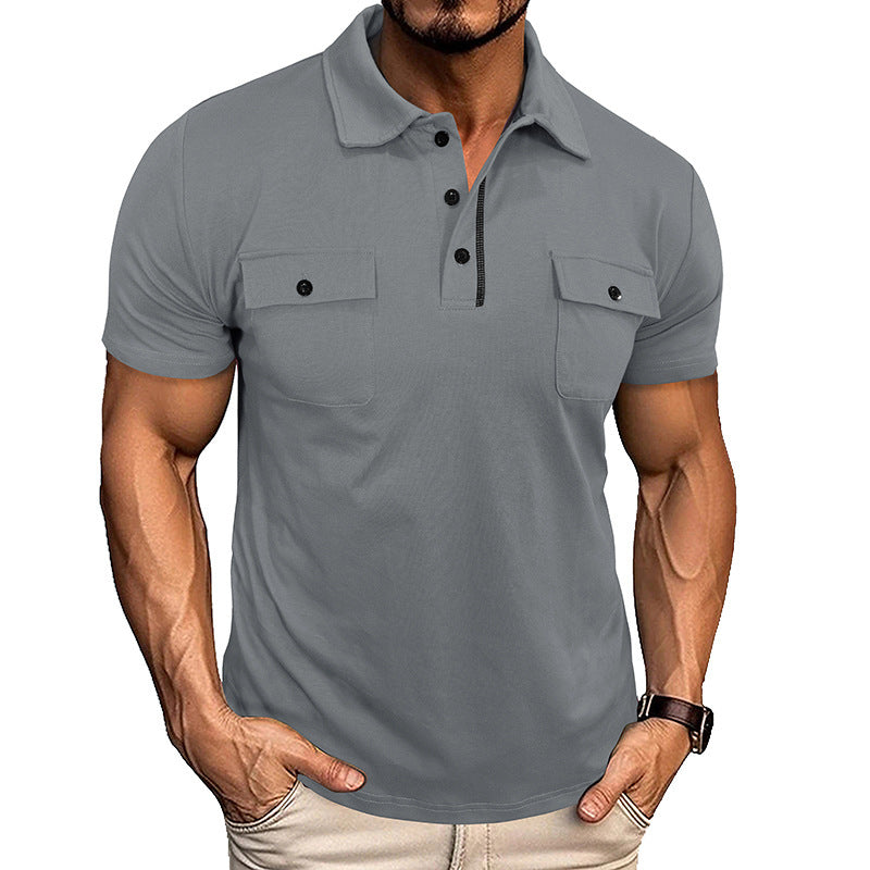 Heren poloshirt met knoopsluiting en reverskraag in close-up