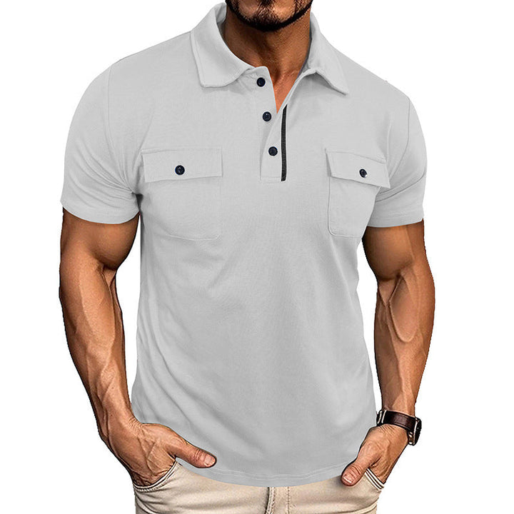 Stijlvol blauw zomer poloshirt voor heren met handige borstzak
