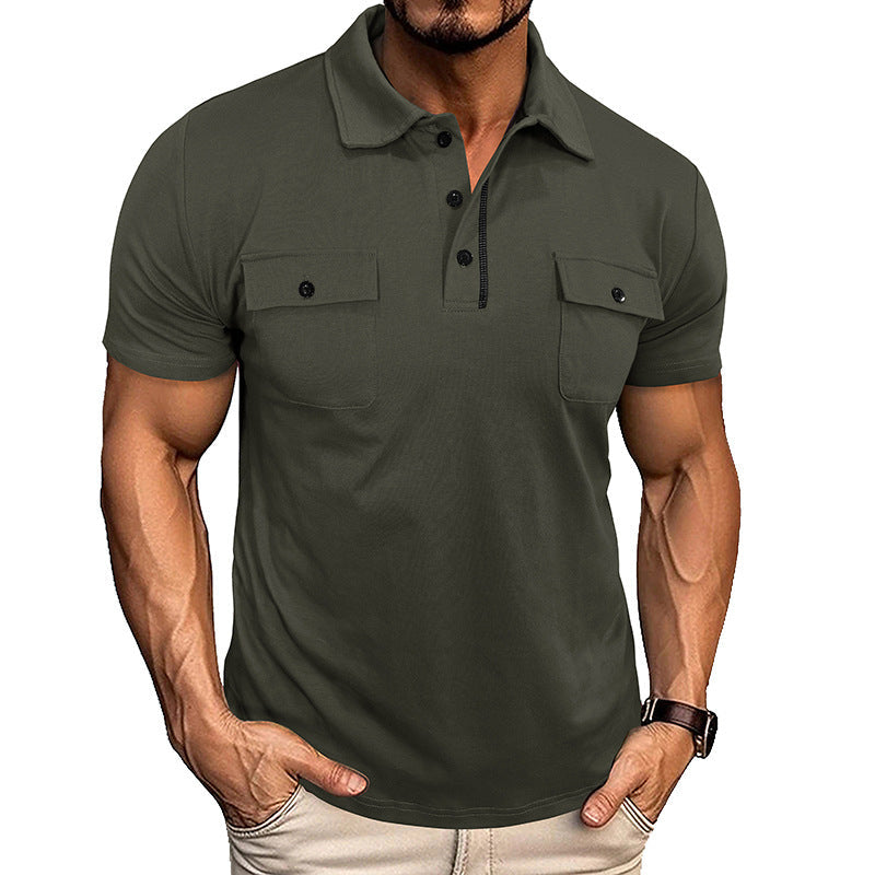 Groen heren poloshirt met borstzak en comfortabele pasvorm