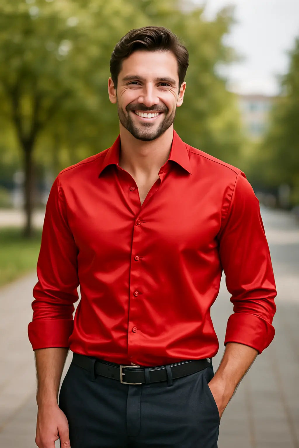 Zwart slim fit smoking overhemd voor heren, lange mouwen, ideaal voor een stijlvolle galalook.