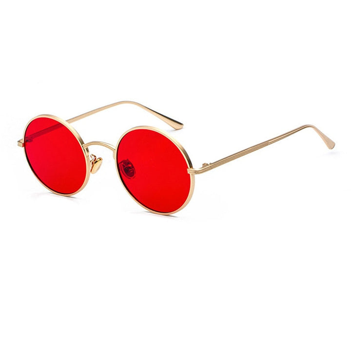 Ronde heren vintage zonnebril met donkere glazen, metaal, UV400 bescherming tegen de zon.