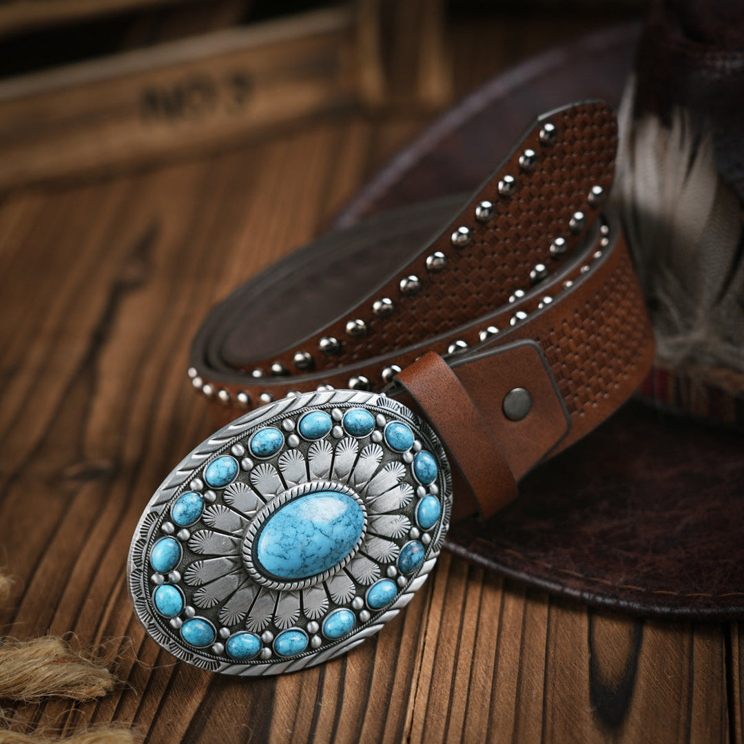 Een trendy heren western riem met duurzame gesp, verrijkt elke herenoutfit met een stoere touch.