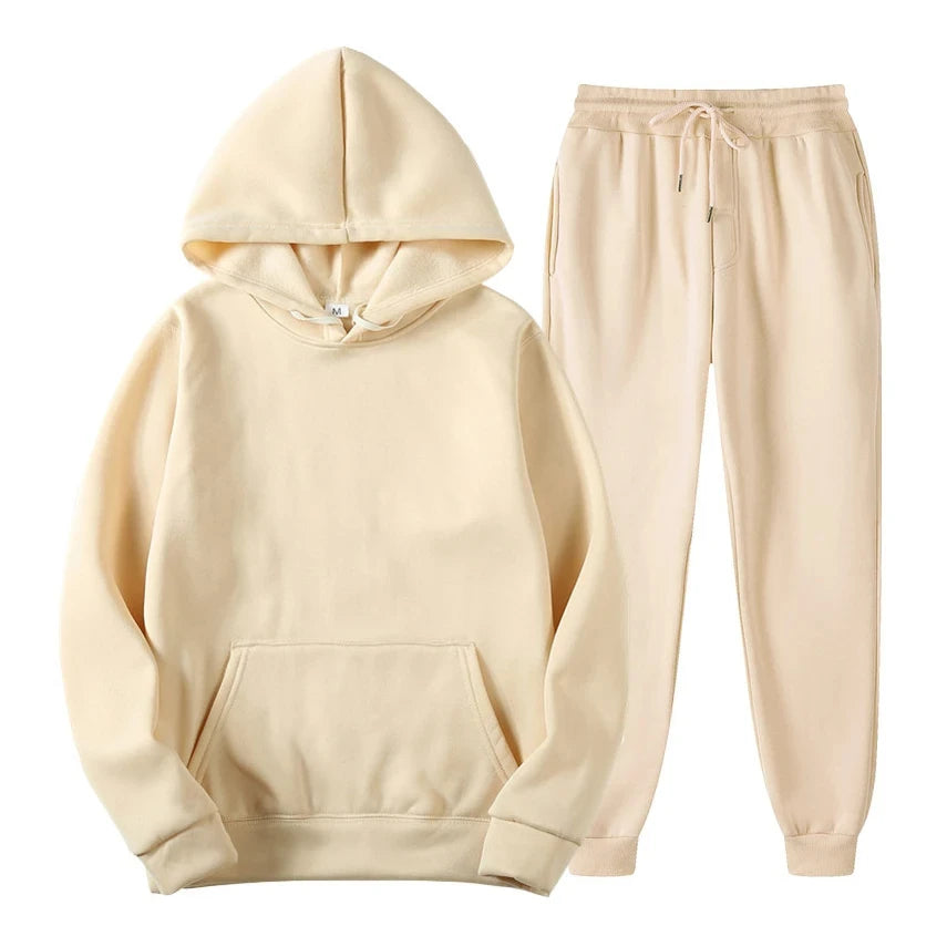 Beige heren jogging set in casual stijl