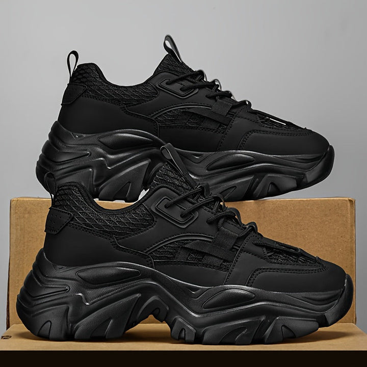 Zwarte heren sneakers met chunky zool voor streetwear