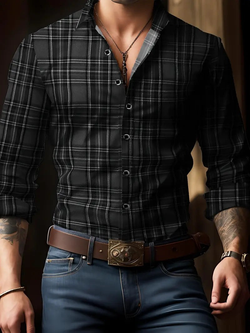 Stijlvol herenoverhemd met uniek design en knopsluiting, perfect voor zowel casual als zakelijke herenkleding.