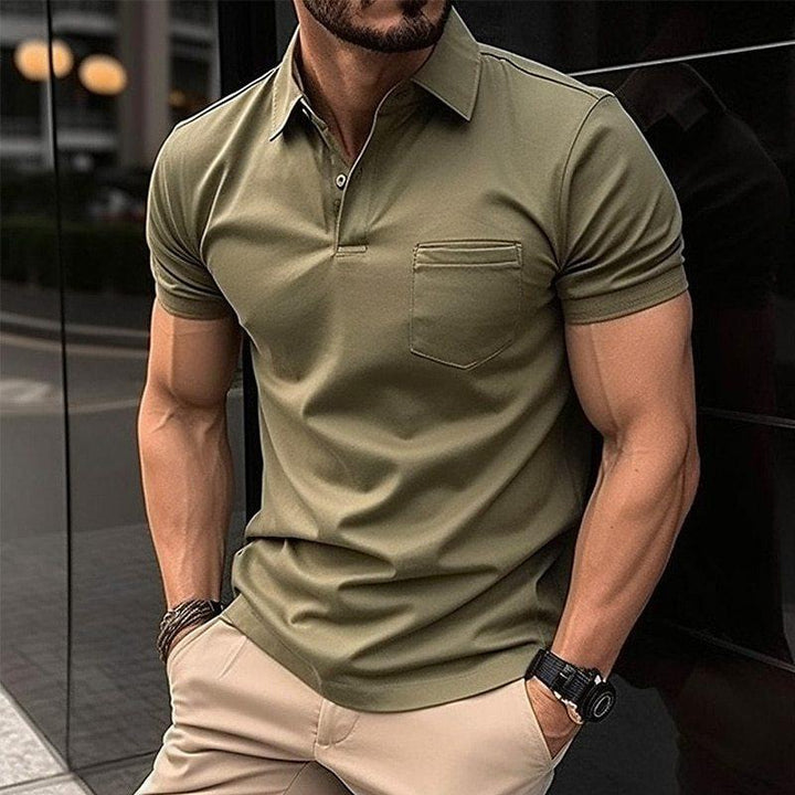 Slim fit heren polo in sportieve stijl met korte mouwen