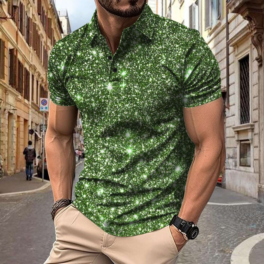 Comfortabel en trendy heren polo shirt met sterrenprint, ideaal voor de warme zomerdagen