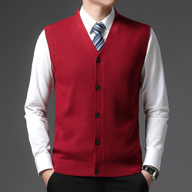 Stijlvol heren vest slim fit met V-hals en knoopsluiting, ideaal voor een zakelijke of formele look.