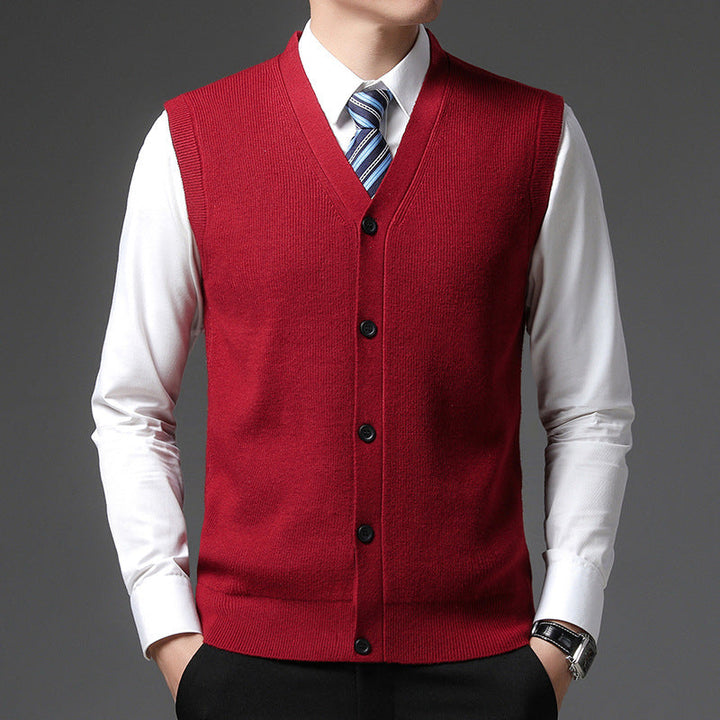 Stijlvol heren vest slim fit met V-hals en knoopsluiting, ideaal voor een zakelijke of formele look.