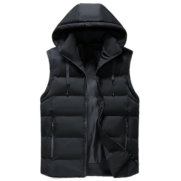 Zwarte heren winter bodywarmer met opstaande kraag