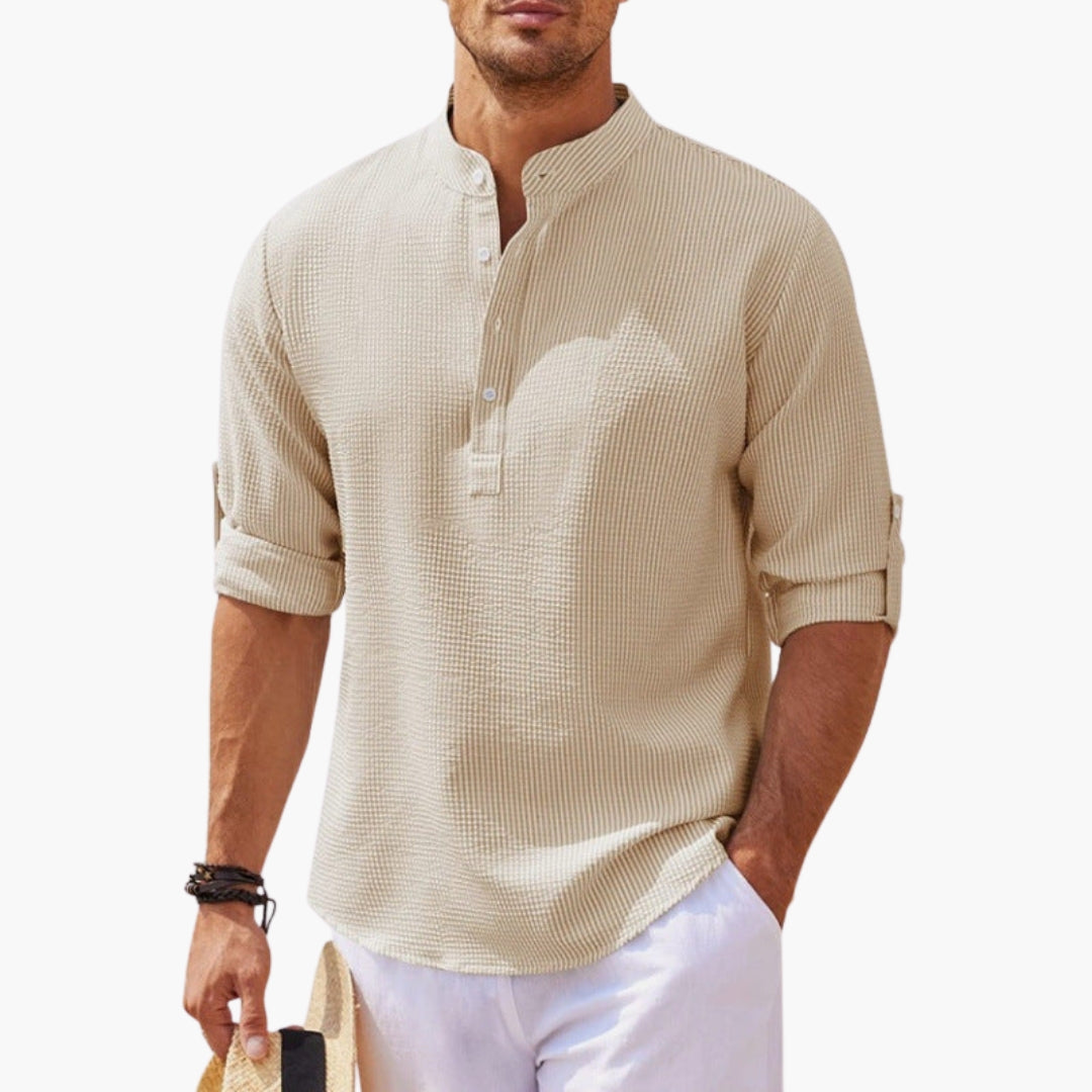 Comfortabel heren overhemd met lange mouwen in casual stijl voor zomerkleding en vrije tijd