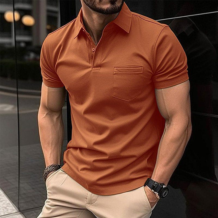 Heren polo t-shirt in oranje met korte mouwen