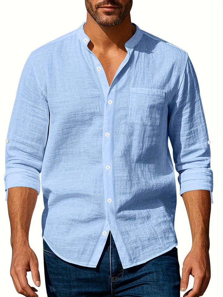 Zomers herenoverhemd met lange mouwen, bloemenprint in Hawaiiaanse stijl, ademend en perfect voor een relaxte look.