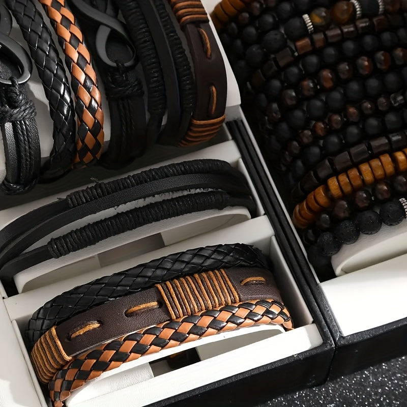 Trendy herenarmbanden set voor mannen. Perfecte accessoires voor elke outfit, stoer en veelzijdig cadeau-idee.