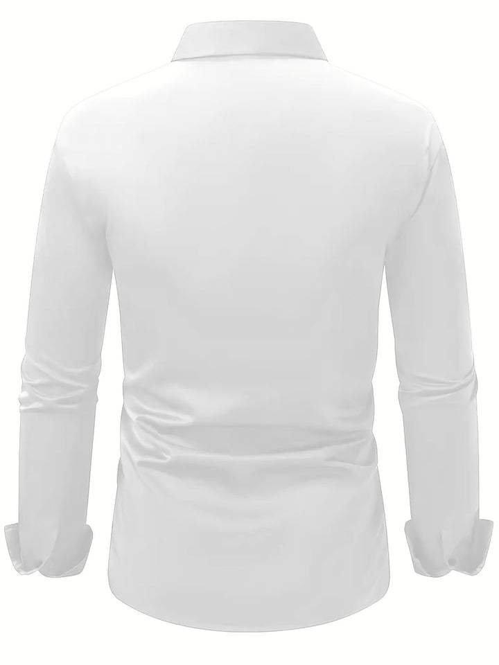 Semi-doorschijnend heren overhemd, lange mouw, reverskraag, stijlvol en modieus voor de moderne man.