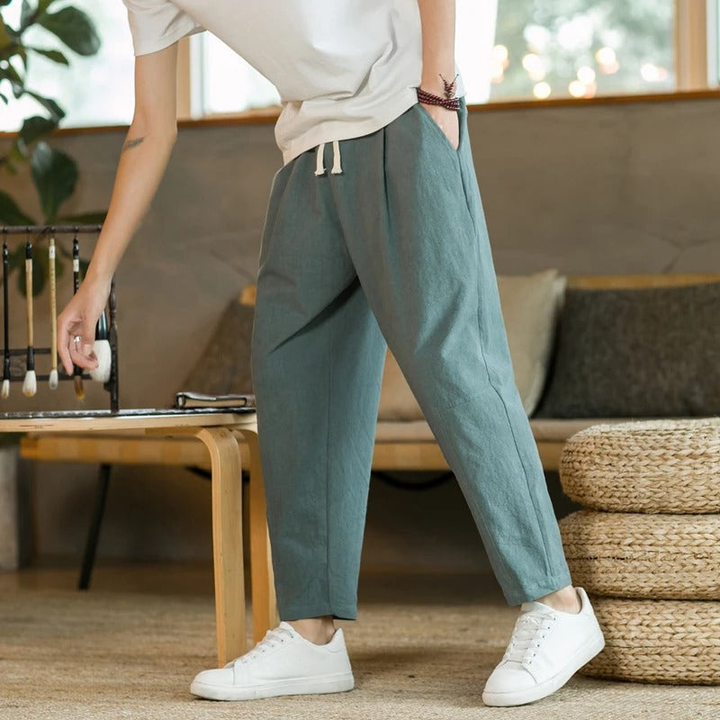 Comfortabele heren zomerbroek in regular fit met rechte pijpen voor casual gebruik