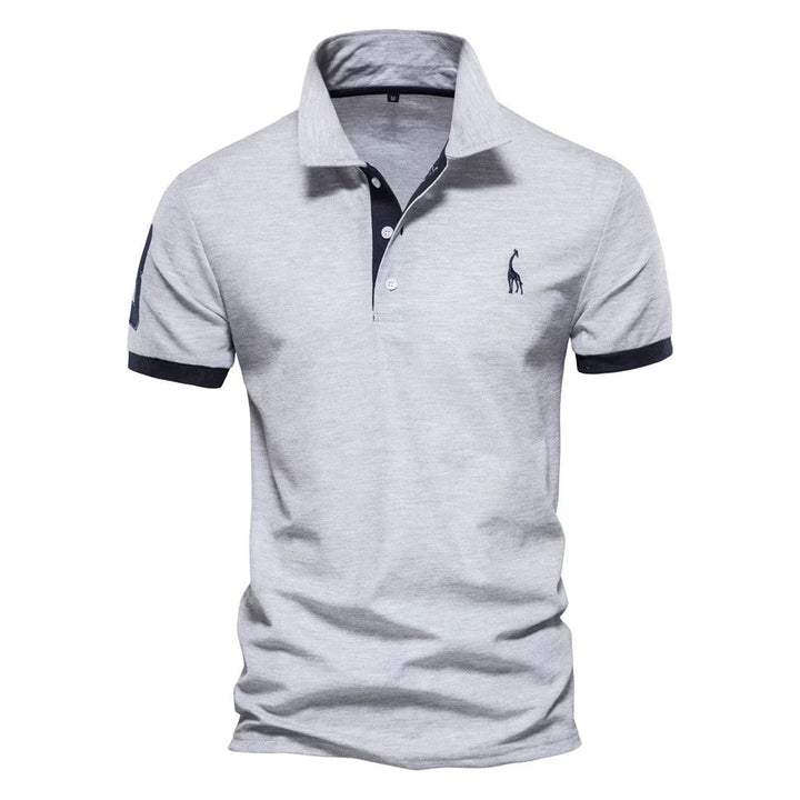 Stijlvol heren polo t-shirt met korte mouwen in detail
