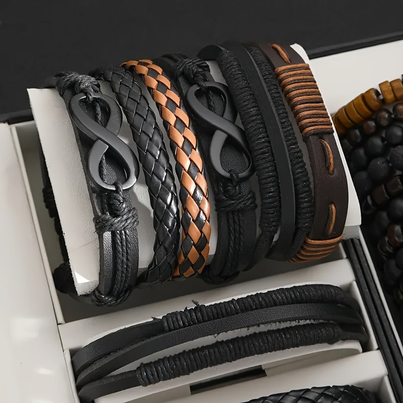 Gelaagde herenarmband set met 24 trendy armbanden. Ideaal voor een stoere streetstyle look, veelkleurig en stijlvol.