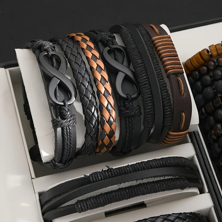 Gelaagde herenarmband set met 24 trendy armbanden. Ideaal voor een stoere streetstyle look, veelkleurig en stijlvol.