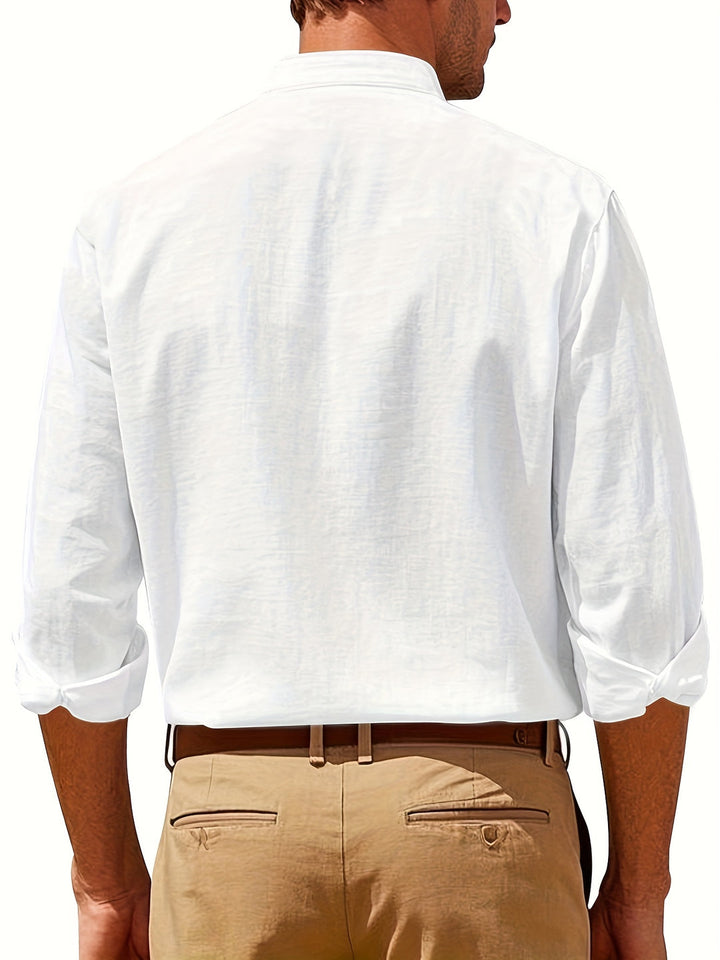 Modern herenoverhemd met lange mouwen, Hawaiiaanse bloemenprint, ademend en ideaal voor casual zomeravonden.