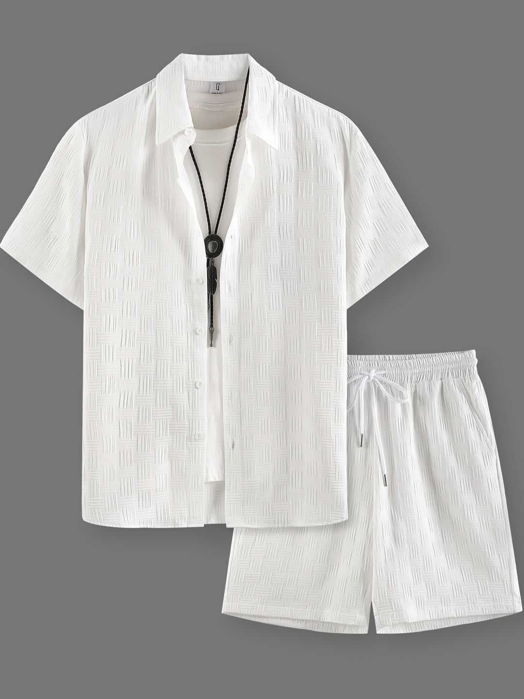 Witte heren zomer set met korte mouwen en shorts