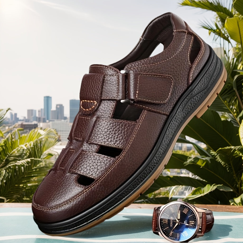 Bruine heren sandalen: duurzaam, antislip & ademend. Perfect voor outdoor avonturen en strand.