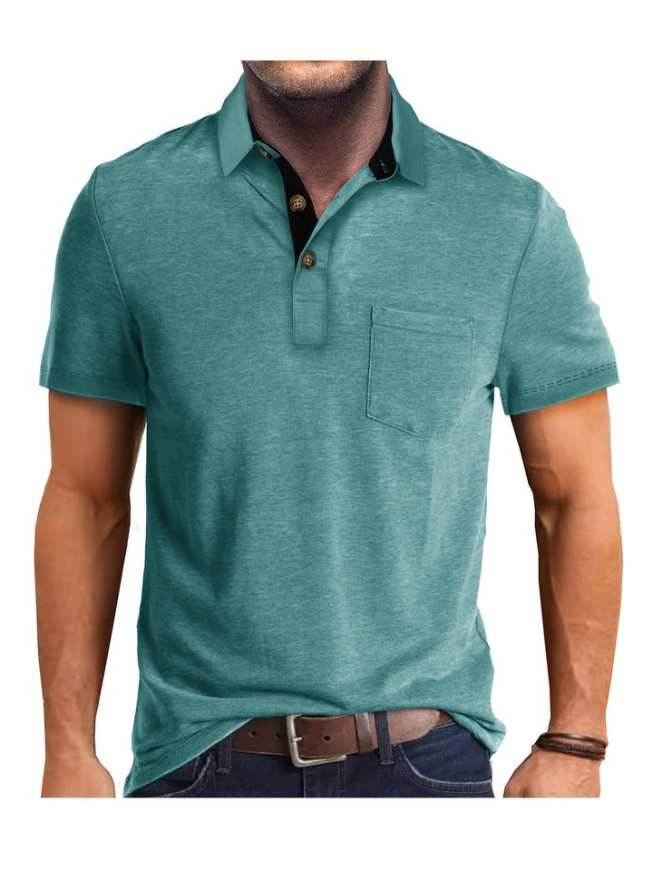 Detailopname van casual heren overhemd met knoopsluiting