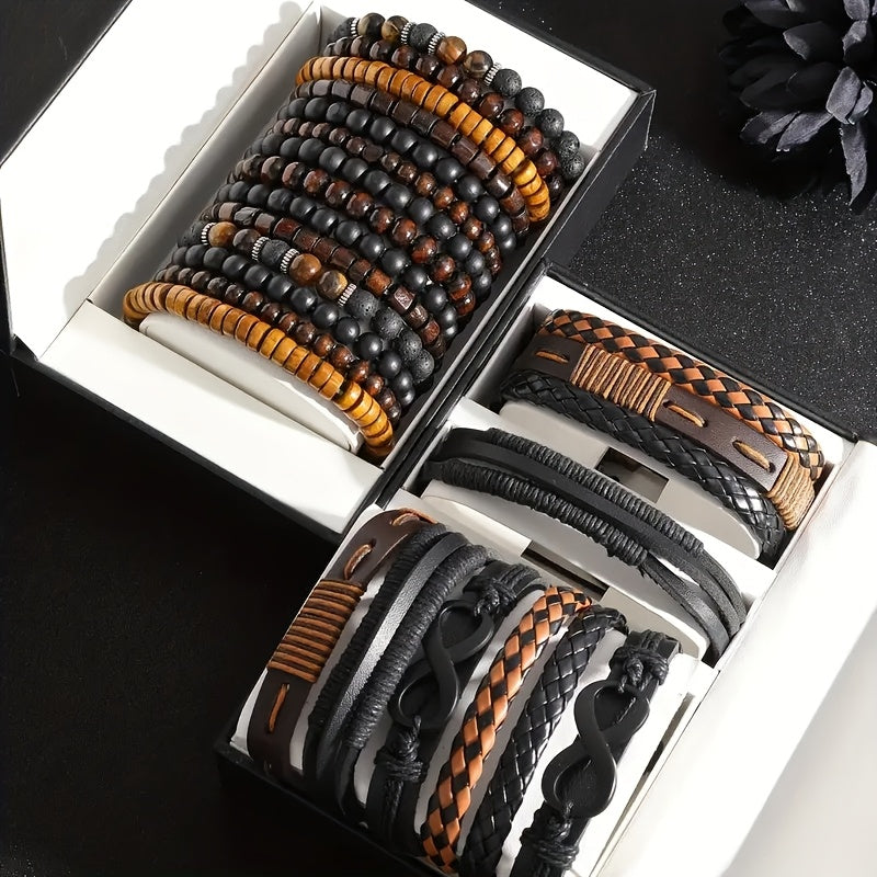 Stijlvolle herenarmband set, een perfect cadeau voor mannen. Deze trendy accessoires maken elke mannenmode outfit compleet.