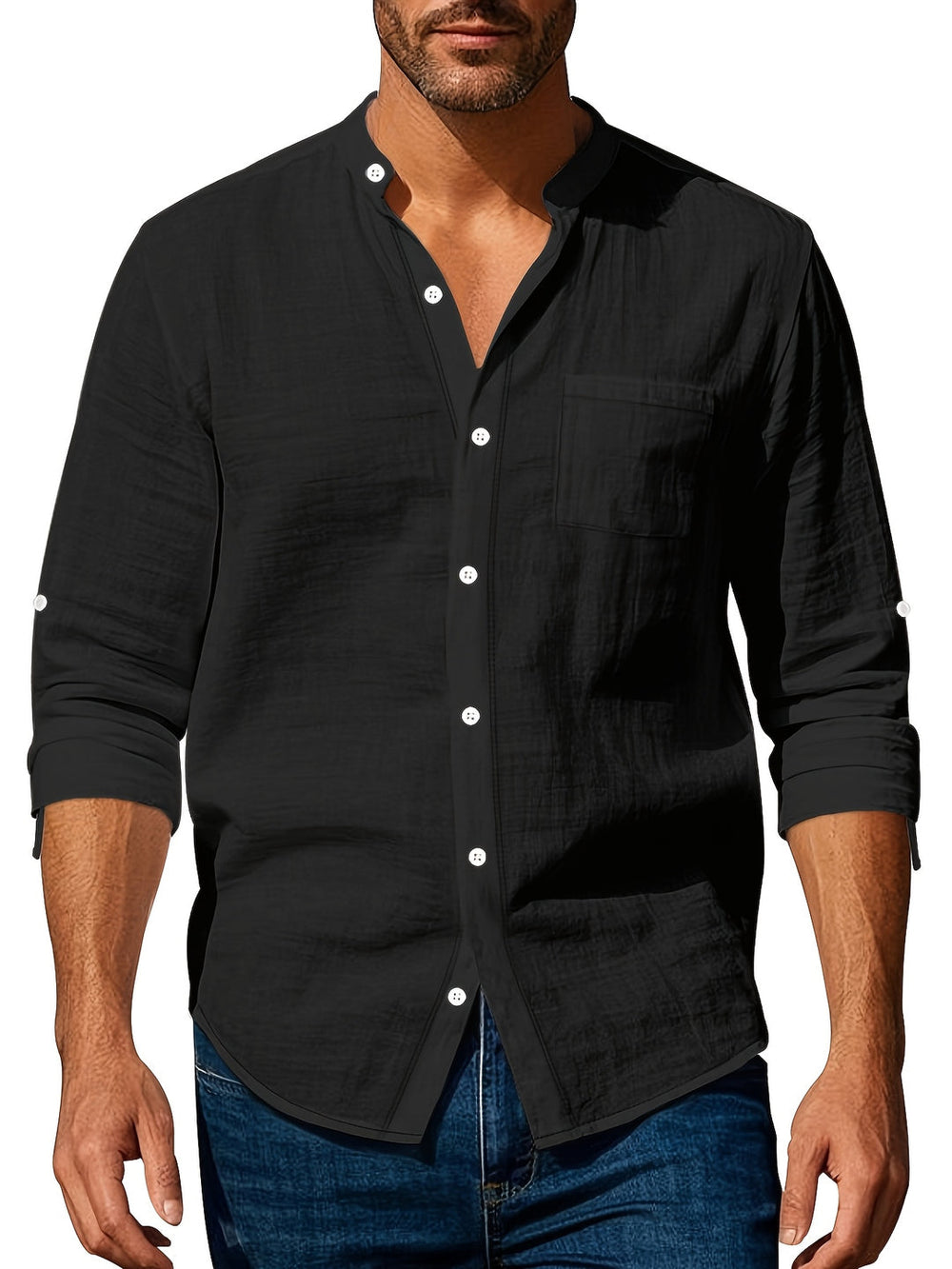 Casual heren Hawaiihemd met lange mouwen, ademend voor strand of vakantie, comfortabel zomershirt.