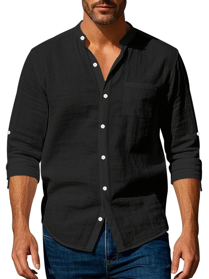 Casual heren Hawaiihemd met lange mouwen, ademend voor strand of vakantie, comfortabel zomershirt.