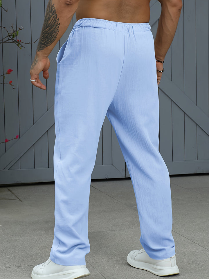 Duurzame herenbroek: linnen-katoen joggingbroek. Lichtgewicht, ademend en comfortabel, perfect voor casual wear.