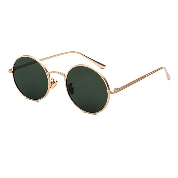 Metalen heren zonnebril, rond vintage design, biedt UV400 bescherming tegen de zon.