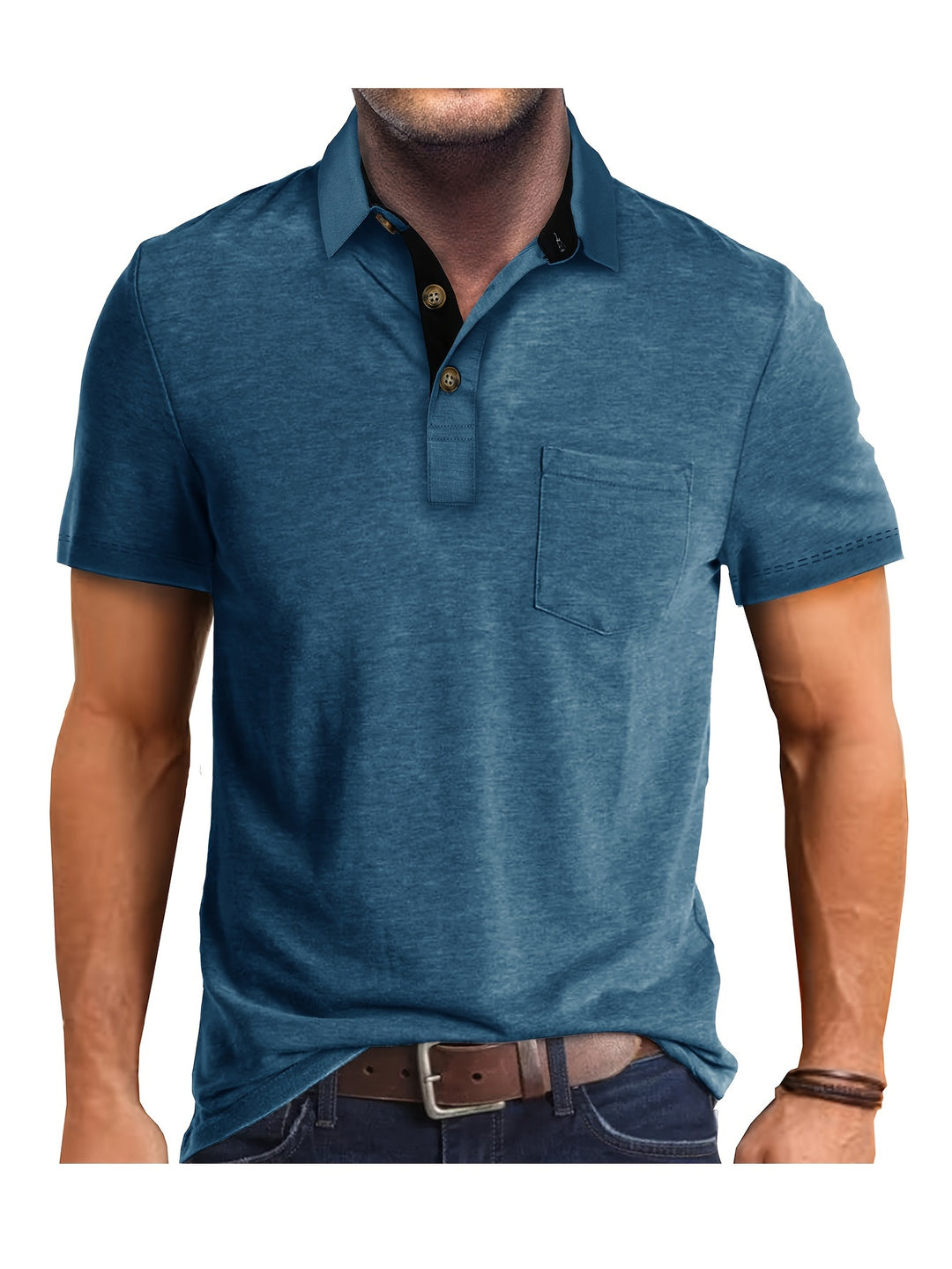 Heren overhemd met korte mouw en knoopsluiting in regular fit