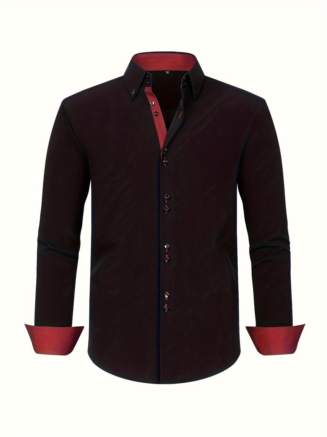 Modern casual-chic herenoverhemd, dubbelrijig design en comfortabele stretch, met opvallende contrastmanchetten.