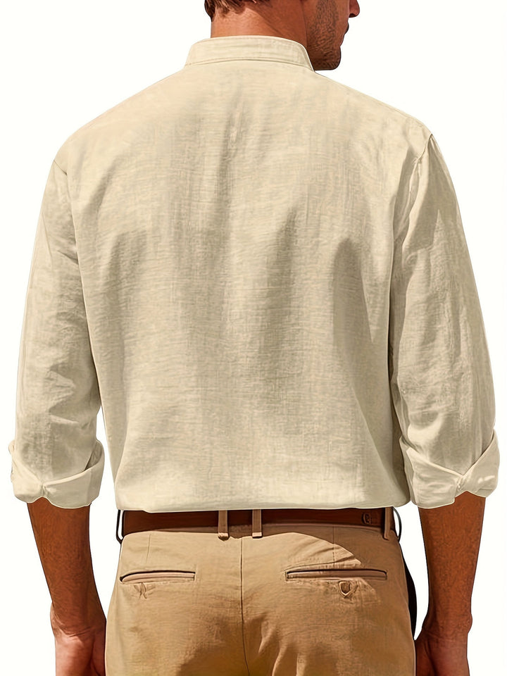 Ademend herenoverhemd, lange mouw, perfect als casual Hawaiihemd voor vakanties en warme stranddagen.