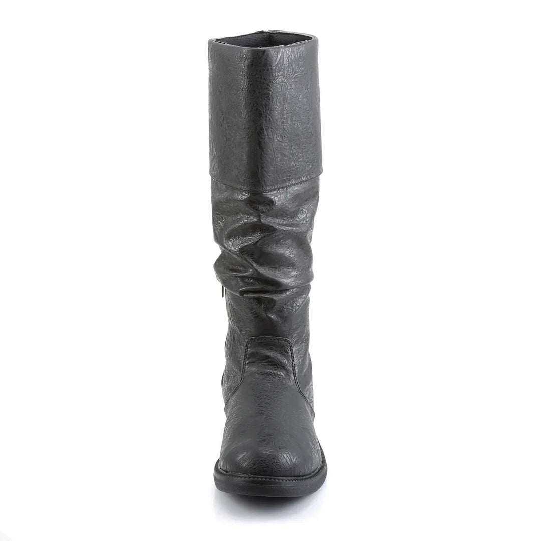 Trendy herenlaarzen: kniehoog model met opvallende denimprint voor een unieke casual look.