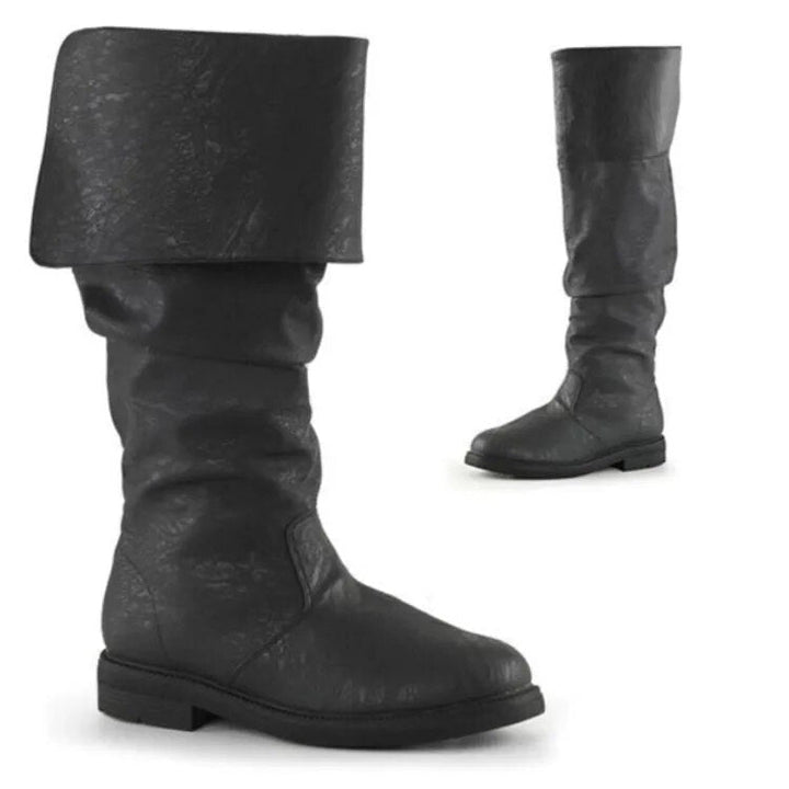Heren hoge laarzen met unieke denimprint, ideaal voor een stijlvolle herfst- en winterlook.