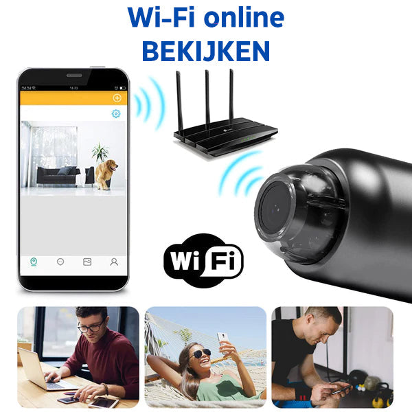 "Full HD compact onopvallende beveiligingscamera met 160° groothoeklens, wifi, nachtzicht en hoge videokwaliteit."